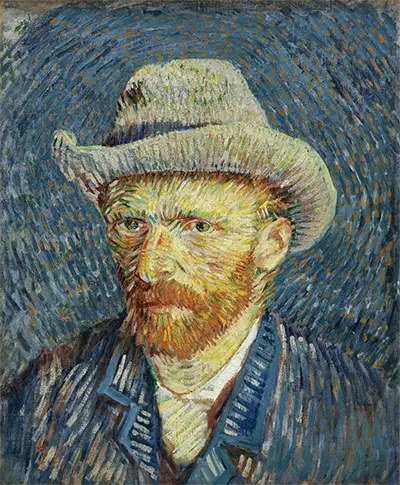 Selbstbildnis mit hellem Filzhut, in fliederfarbenem Überrock (Bruststück) Vincent van Gogh